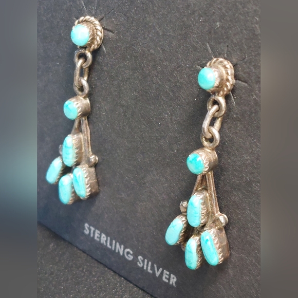 Turquoise Sterling Silver Dangle Earrings - Picture 11 of 11